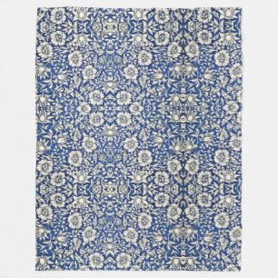 William Morris Mallow Flowers Blommigt Blue White Fleecefilt