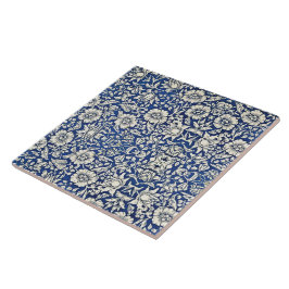 William Morris Mallow Flowers Blommigt Blue White Kakelplatta