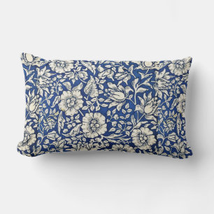William Morris Mallow Flowers Blommigt Blue White Lumbarkudde