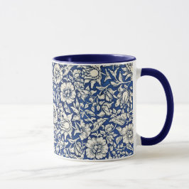 William Morris Mallow Flowers Blommigt Blue White Mugg