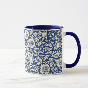 William Morris Mallow Flowers Blommigt Blue White Mugg