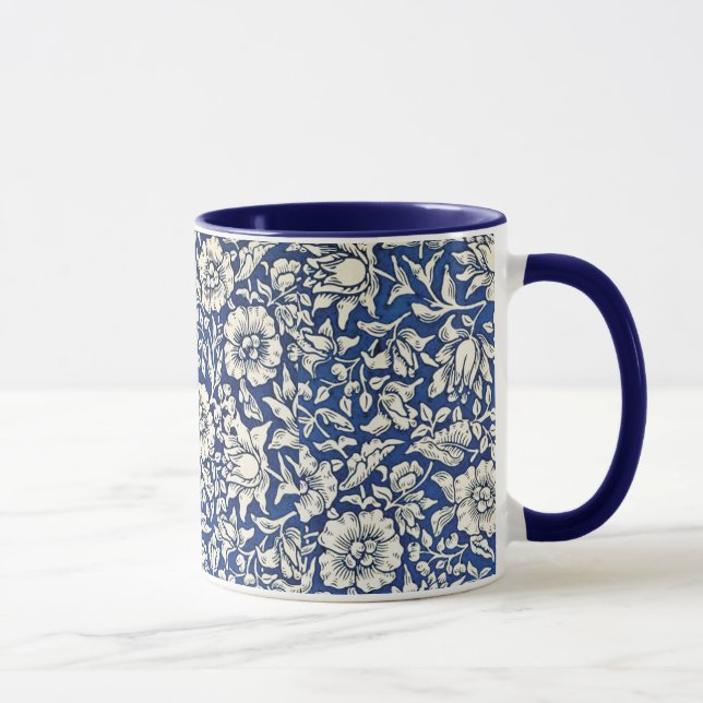 William Morris Mallow Flowers Blommigt Blue White Mugg (Höger)