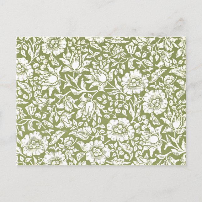 William Morris Mallow Grönt Mönster Vykort (Framsida)