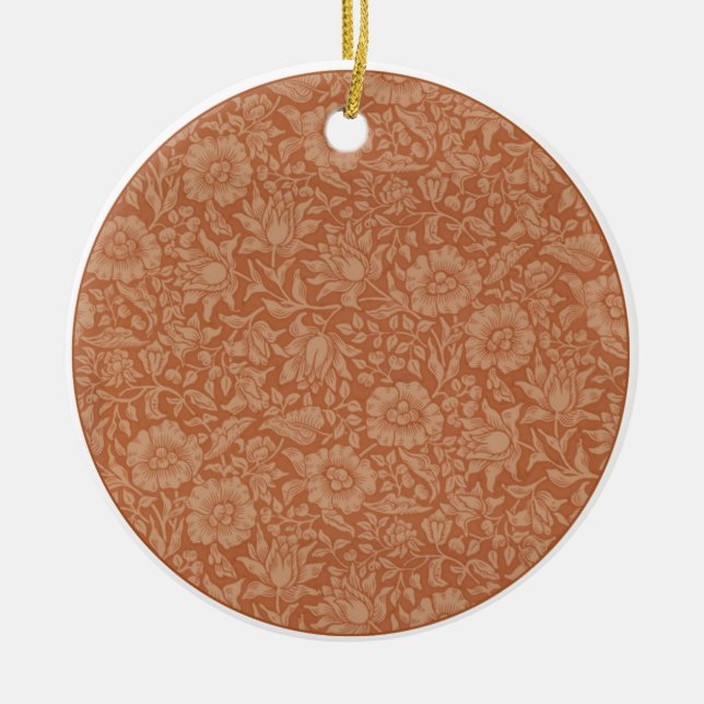 William Morris Mallow-mönster: Terrakotta Blommor Julgransprydnad Keramik (Framsidan)