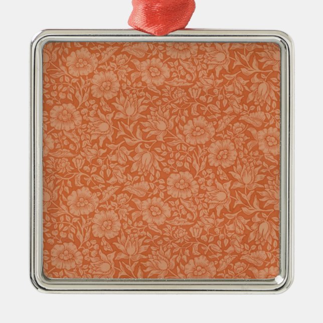 William Morris Mallow-mönster: Terrakotta Blommor Julgransprydnad Metall (Framsidan)