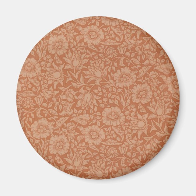 William Morris Mallow-mönster: Terrakotta Blommor Magnet (Framsidan)