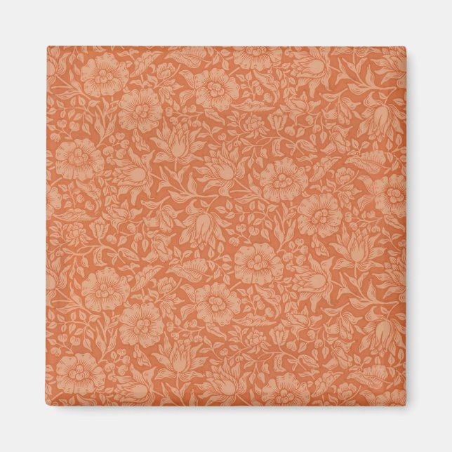 William Morris Mallow-mönster: Terrakotta Blommor Magnet (Framsidan)