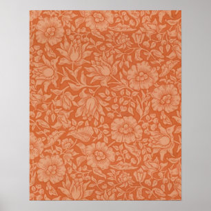 William Morris Mallow-mönster: Terrakotta Blommor Poster