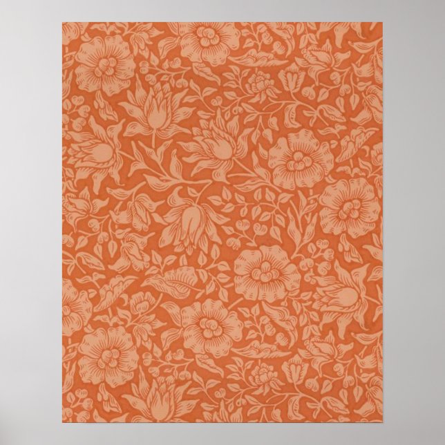 William Morris Mallow-mönster: Terrakotta Blommor Poster (Framsidan)