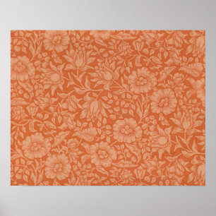 William Morris Mallow-mönster: Terrakotta Blommor Poster
