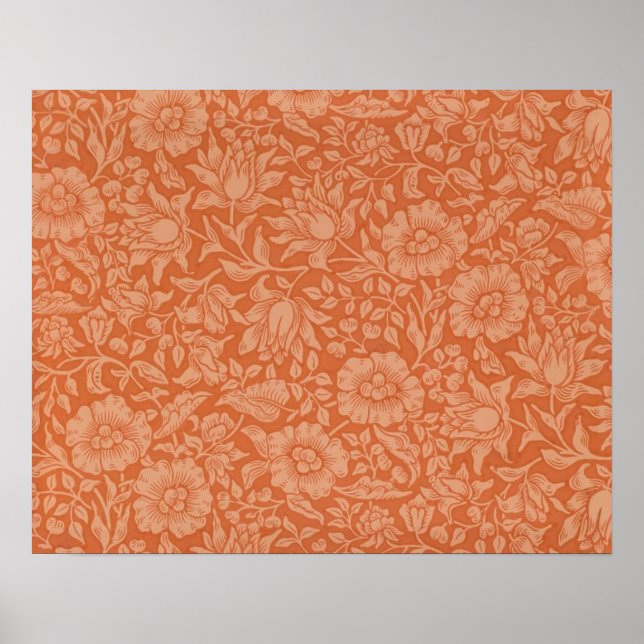 William Morris Mallow-mönster: Terrakotta Blommor Poster (Framsidan)