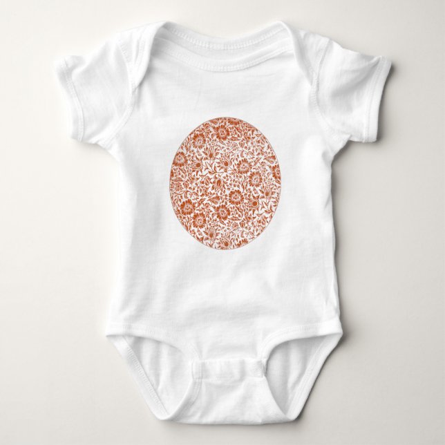William Morris Mallow-mönster: Terrakotta Blommor T Shirt (Framsida)