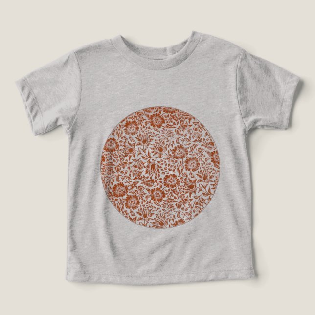 William Morris Malva Mönster: Terrakotta Blommor T-shirt (Design Framsida)