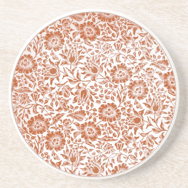 William Morris Malva Mönster: Terrakotta Blommor Underlägg (Framsidan)