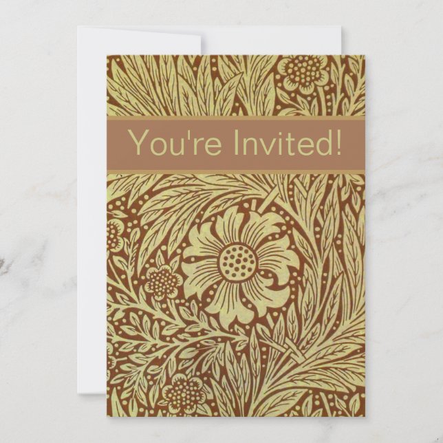 William Morris Marigold Antik Blommönster Inbjudningar (Framsida)