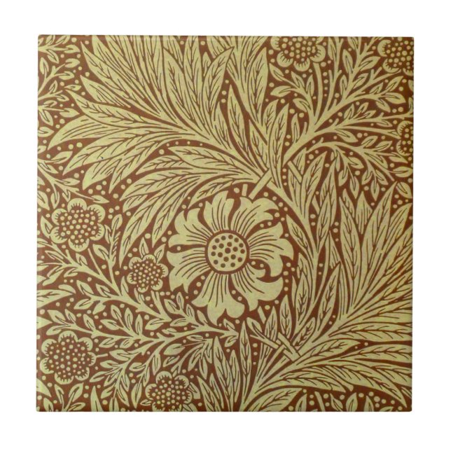 William Morris Marigold Antik Blommönster Kakelplatta (Framsidan)
