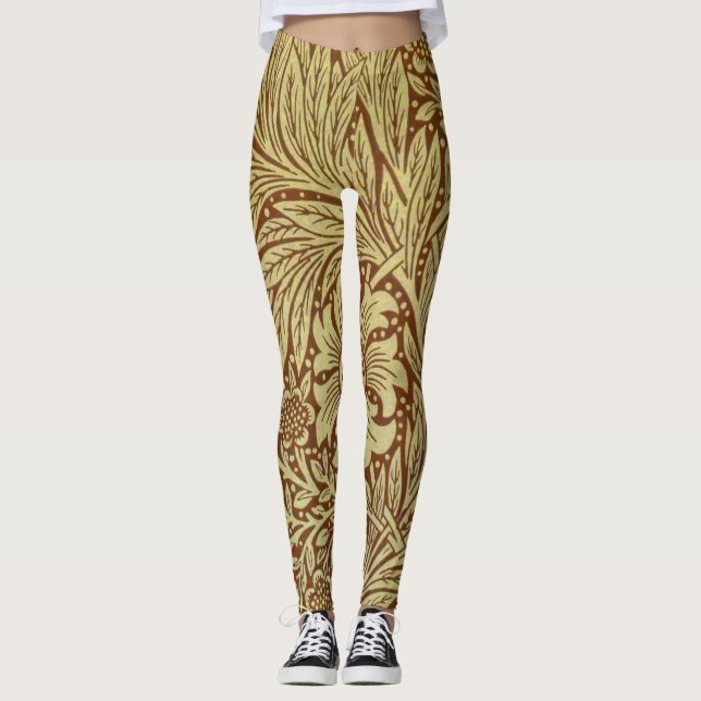 William Morris Marigold Antik Blommönster Leggings (Framsida)