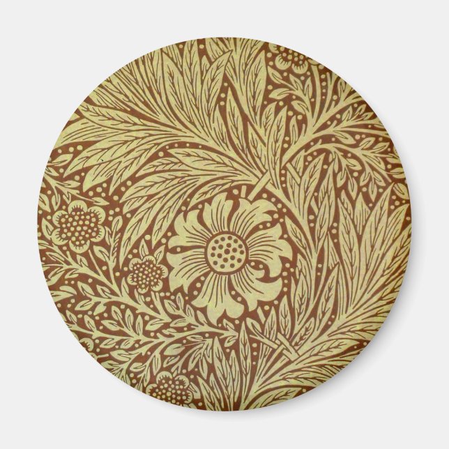 William Morris Marigold Antik Blommönster Magnet (Framsidan)
