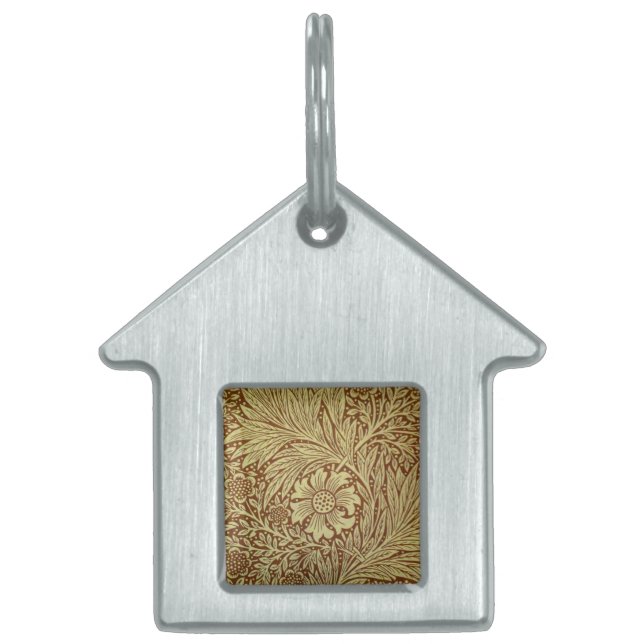 William Morris Marigold Antik Blommönster Namnbricka Husdjur (Framsidan)