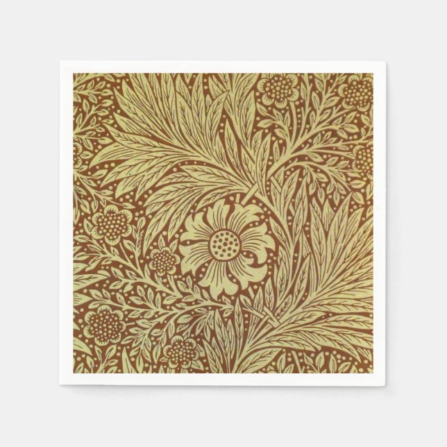 William Morris Marigold Antik Blommönster Pappersservett (Framsidan)