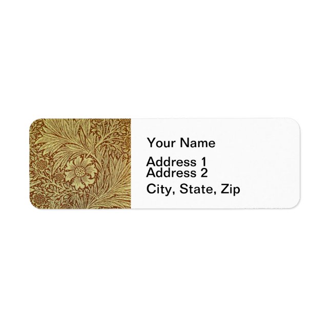 William Morris Marigold Antik Blommönster Returadress Etikett (Framsidan)
