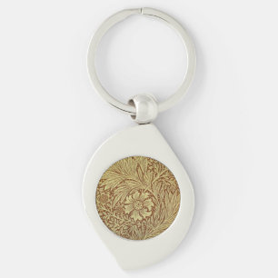 William Morris Marigold Antik Blommönster Swirl Silverfärgad Nyckelring