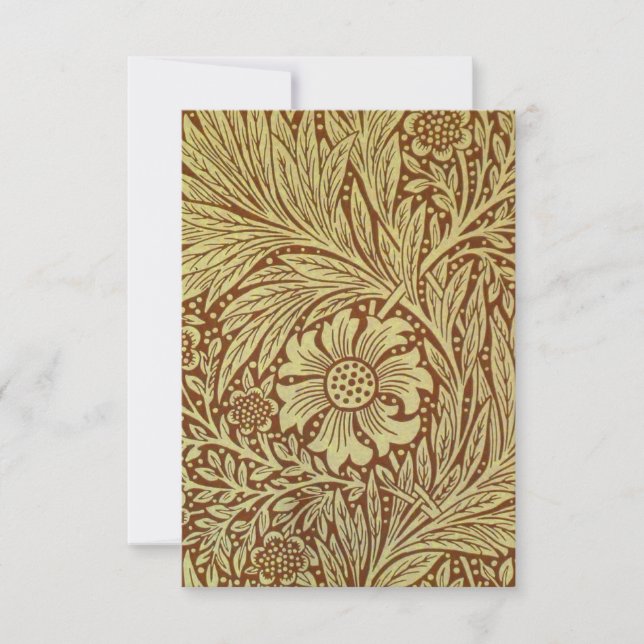 William Morris Marigold Antik Blommönster Tack Kort (Framsida)
