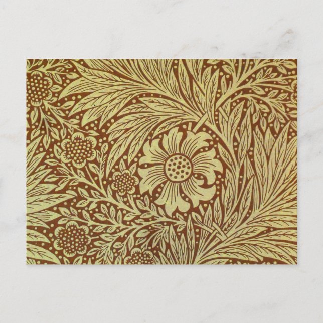 William Morris Marigold Antik Blommönster Vykort (Framsida)