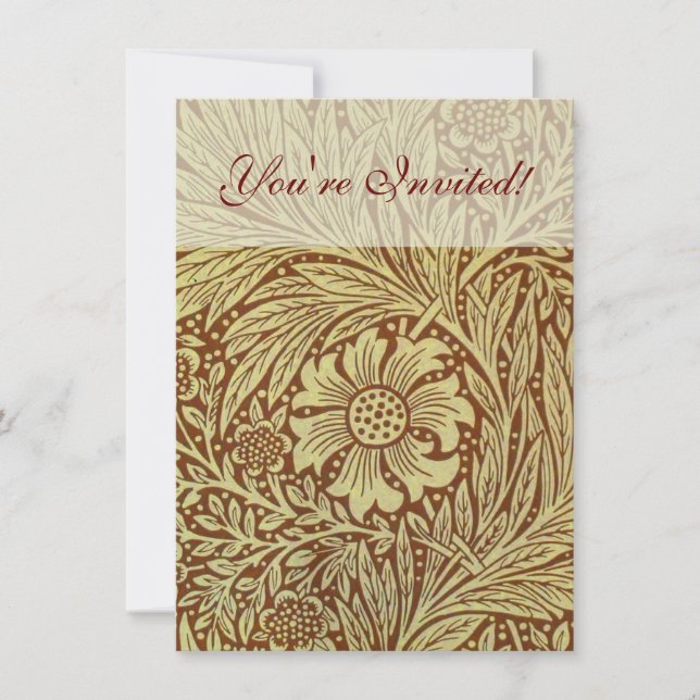 William Morris Marigold Antique Flower Mönster Inbjudningar (Framsida)
