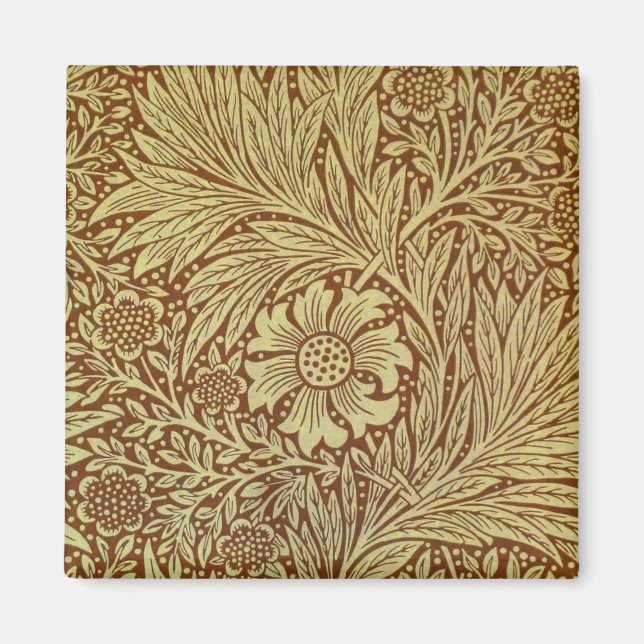 William Morris Marigold Antique Flower Mönster Magnet (Framsidan)