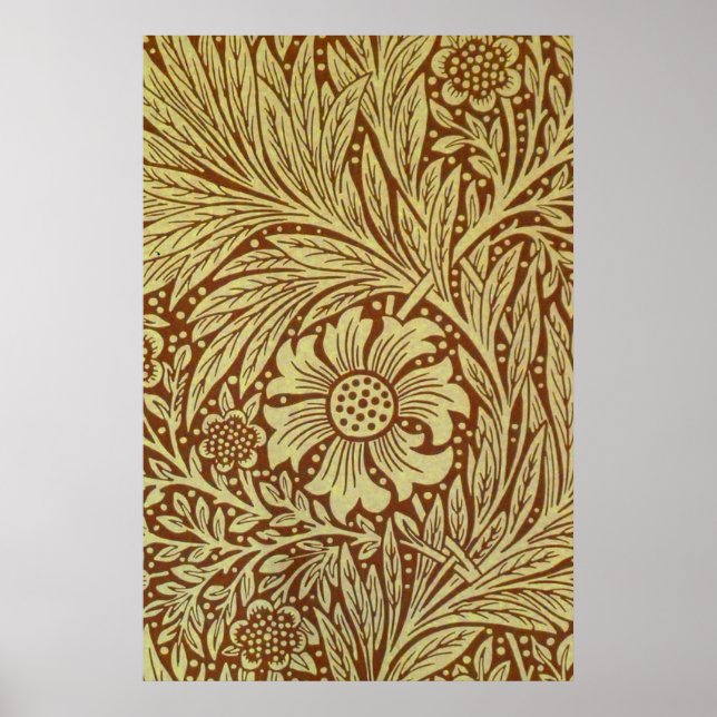 William Morris Marigold Antique Flower Mönster Poster (Framsidan)