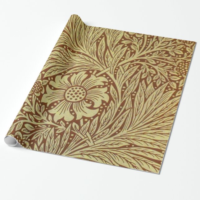 William Morris Marigold Antique Flower Mönster Presentpapper (Utrullad)