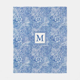 William Morris Marigold Blue Monogram Fleecefilt