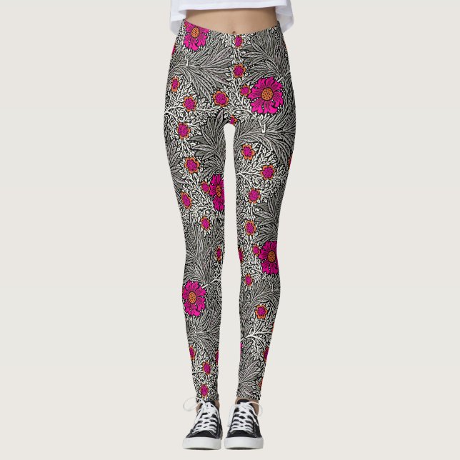 William Morris Marigold, Grått / Grått, och White Leggings (Framsida)