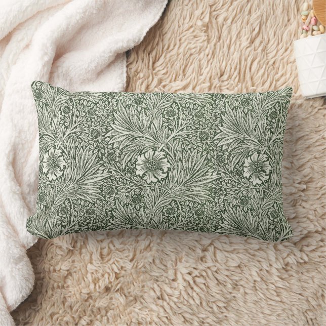 William Morris Marigold Grön Blommig Konsttryck Lumbarkudde (Filt)