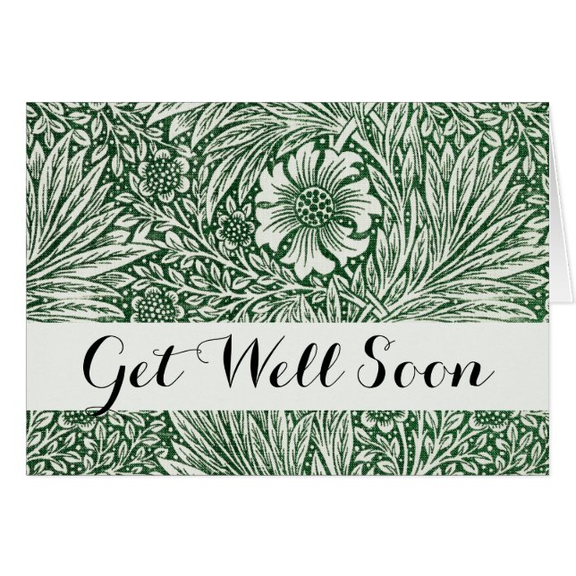 william morris marigold grön blomster blomma hälsningskort (Framsidan Horizontal)