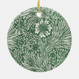 william morris marigold grön blomster blomma julgransprydnad keramik