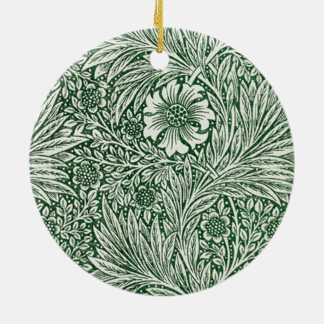 william morris marigold grön blomster blomma julgransprydnad keramik (Baksidan)