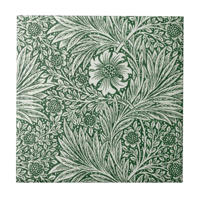william morris marigold grön blomster blomma kakelplatta (Framsidan)