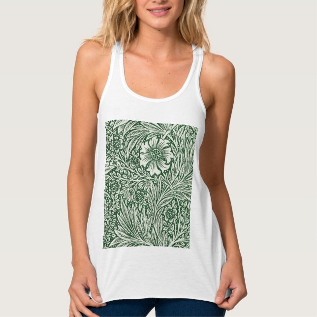 william morris marigold grön blomster blomma linne med racerback  (Framsida)