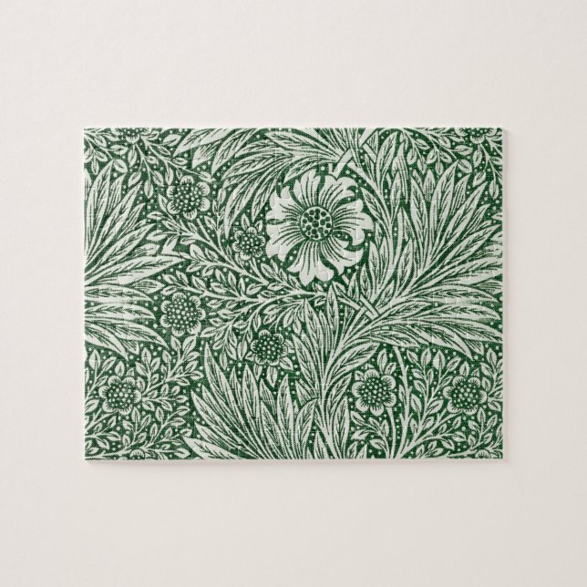 william morris marigold grön blomster blomma pussel (Horisontell)