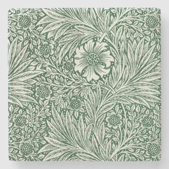 william morris marigold grön blomster blomma stenunderlägg (Framsidan)