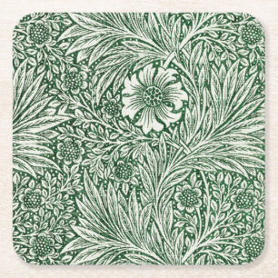 william morris marigold grön blomster blomma underlägg papper kvadrat