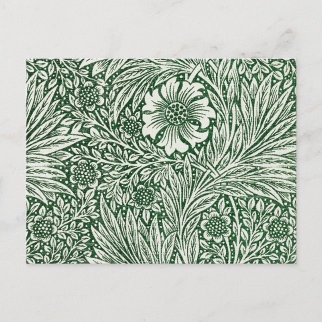 william morris marigold grön blomster blomma vykort (Framsida)