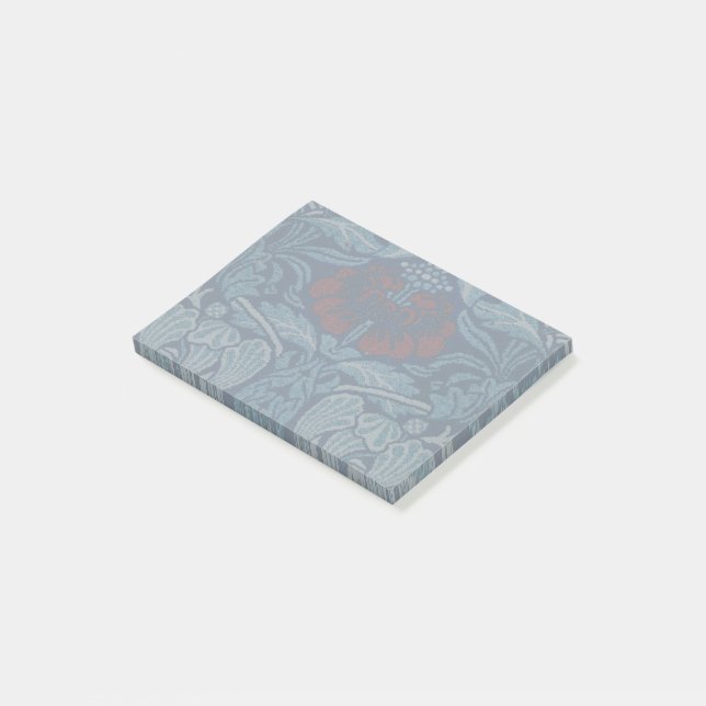 William Morris Marinblå Tulpan Ros Tapet Post-it Block (Vinklad)