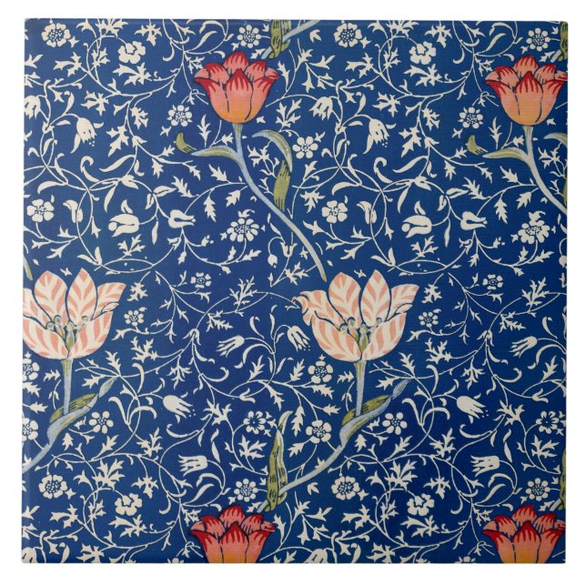 William Morris Medway Blue Blommigt Kakelplatta (Framsidan)