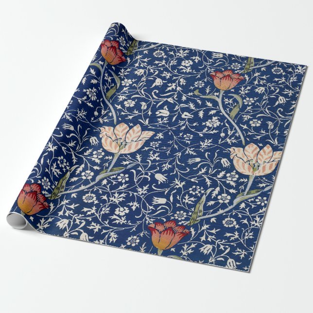 William Morris Medway Blue Blommigt Presentpapper (Utrullad)