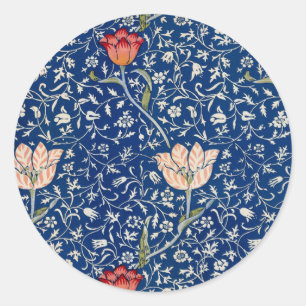 William Morris Medway Blue Blommigt Runt Klistermärke