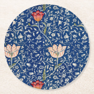 William Morris Medway Blue Blommigt Underlägg Papper Rund