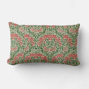 William Morris Michaelmas Daisy Flowers Rosa Grönt Lumbarkudde